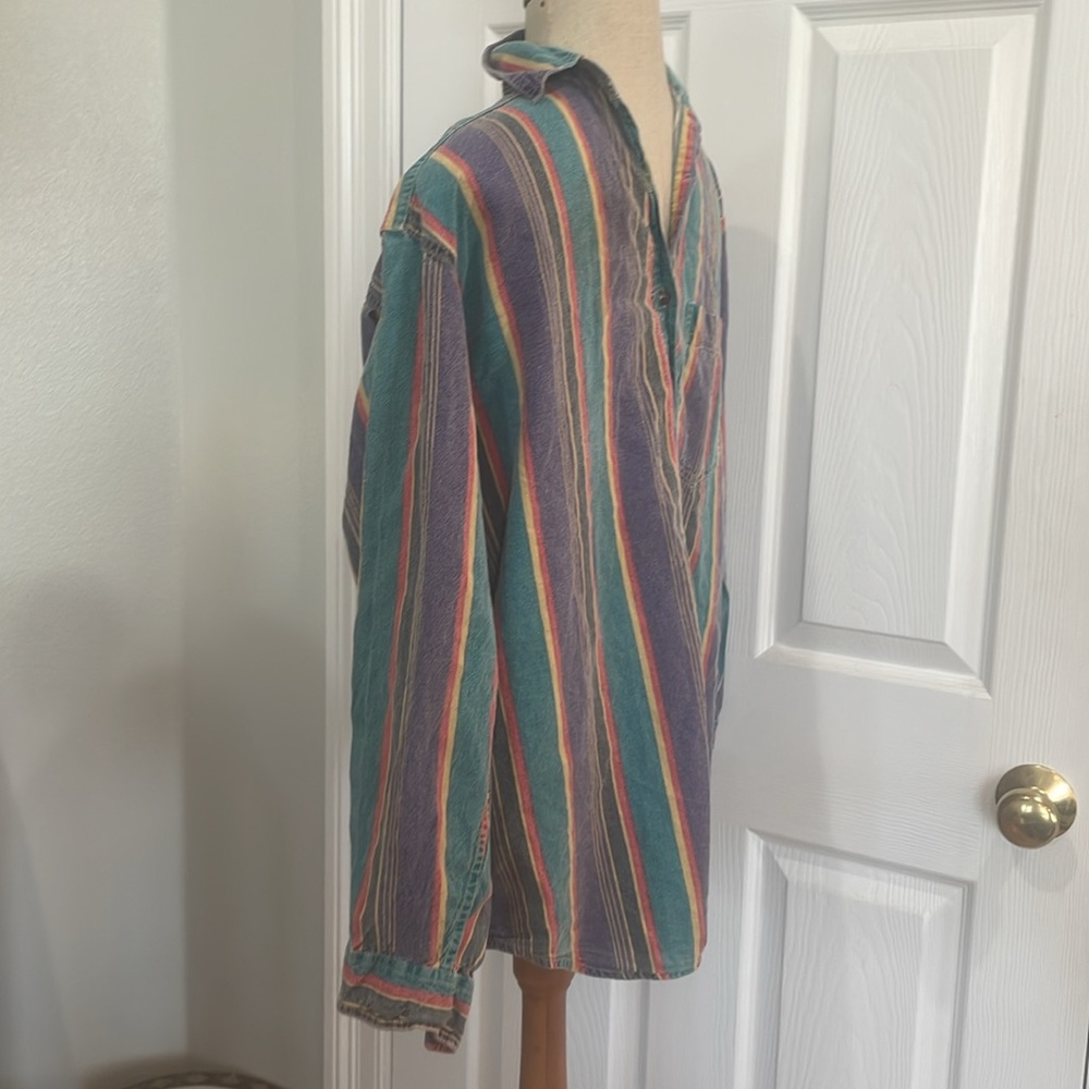 Vintage 90s Clementine striped shirt pocket 100% cotton multicolored women’s S - Picture 4 of 9